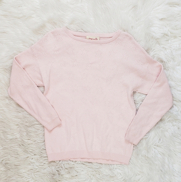 Papinelle Pointelle Pink Sweater Pajamas Top - Picture 3 of 7